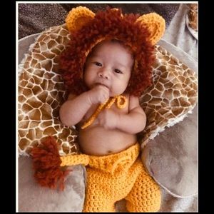 Newborn lion outfit photo op Halloween costume baby shower  gift